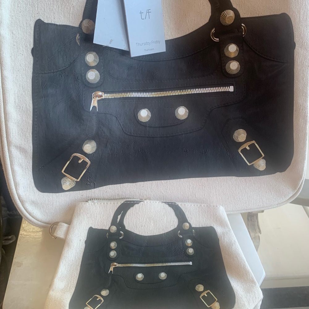 Thursday Friday NWT Black and Cream Tote Bag - Picture 4 of 15